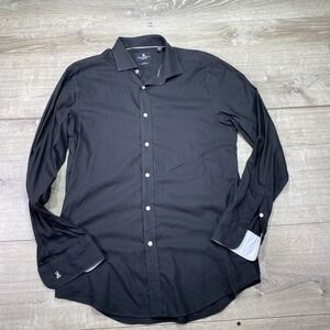 Psycho Bunny Shirt Mens XL Black Long Sleeve Button Front Embroidered Cuff Logo